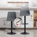 Barstolar 2 pack Retro Grå Tyg och Metall för Kök och Bar Justerbara Barstolar med Fotstöd och Ryggstöd Bekväm Design och Stabil