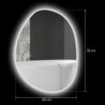 Badrumsspegel Väggspegel med Belysning Silver av Glas för Badrum Asymmetrisk LED Spegel med Anti-Dim och Minne 70 x 50 cm