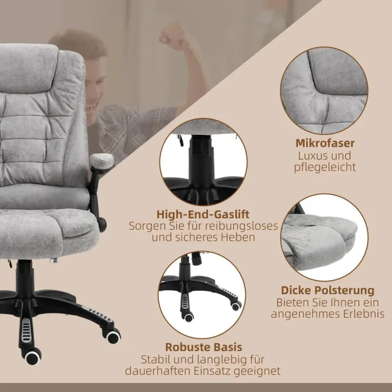 Kontorsstol Massagestol Grå av Tyg 68 x 72 x 110-120 cm