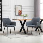 Matsalsstolar i Linnetyg 2-Pack, Bekväma Kökstolar med Armstöd och Metallben, Modern Design för Matplatsen, Mörkgrå, 59,5 x 56,5 x 81 cm