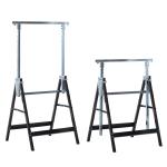 Ställningsbock 2-Pack Hopfällbar Höjdjusterbar Stål Robust för Byggarbete upp till 200 Kg Svart 68 X 58 X 80-130 Cm