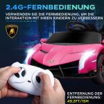Elbil Barnbil Lamborghini Rosa av Plast och Metall för Barn 3-6 År med Fjärrkontroll och Bluetooth Musikfunktion max 30 kg