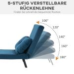 Bäddsoffa Relaxstol Blå av Sammet och Metall för Vardagsrum Sängfunktion med Justerbart Ryggstöd och Ryggkudde 63 x 73 x 81 cm