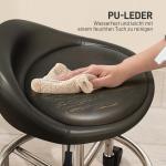 Rullande Pall Salongspall med Ryggstöd Svart av Konstläder ve Metall för Massage ve Spa Höjdjusterbar Arbetspall 59-75 cm