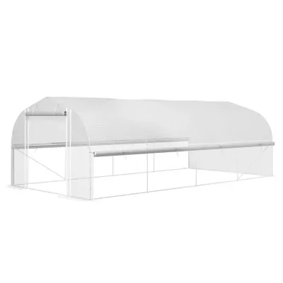 Växthus Filmtunnel 8 Fönster och Dörr Vit 6 x 3 x 2 m