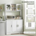 Köksskåp Skandinavisk Design med 4 Skåp, Glasdörrar och Ställbara Hyllor i MDF, Vit