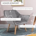Vingstol Enkelstol Grå av Polyester och Trä för Vardagsrum Skandinavisk Design Relaxstol med Upphöjda Ben Bekväm 64 x 62 x 72,5 cm