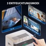 Luftavfuktare med Timer Vit Plast för Källare och Badrum Effektiv Avfuktare med 4.5 l Tank och LED Display Förebygger Mögel och Fukt Tystgående
