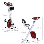 Motionscykel med Magnetiskt Motstånd, Justerbar Träningscykel med 8 Nivåer, Kompakt Fitnesscykel för Hemmaträning, Röd/Vit, 43 x 97 x 109 cm