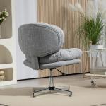 Kontorsstol Skrivbordsstol Grå av Linnelook och Metall för Hemmakontor Ergonomisk Snurrstol med Vippfunktion