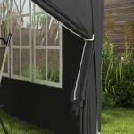 Lusthus Paviljong Pop-Up Partytält Svart av Polyester och Metall för Trädgård och Camping Vattentåligt Gazebo med UV-Skydd 3 x 3 m