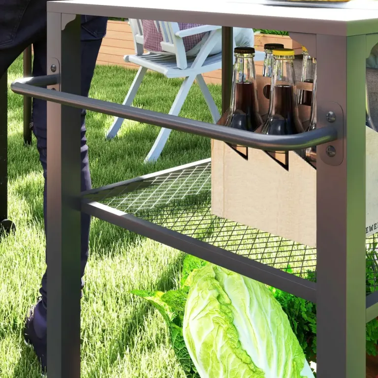 Grillvagn Serveringsvagn med Arbetsyta 105 x 50 x 79 cm