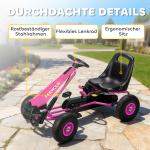 Trampbil Go-kart Rosa Metall och Plast för Barn 3-8 År Trampfordon med Justerbar Sits och Handbroms Säker och Rolig Lek