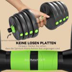 Hantelset 30 kg Justerbart Grön Plast och Cement för Hemmagym Komplett Viktsats för Styrketräning med Stång och Lås Ergonomiskt Grepp Effektiv