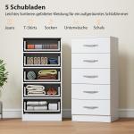 Byrå med 5 Lådor Vit Spånskiva för Sovrum och Hall Förvaringsskåp för Kläder Modern och Enkel Design Rymlig Organisator