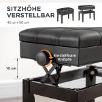 Pianobänk Pianopall Svart av Trä och Läder för Musikrum Höjdjusterbar med Förvaringsutrymme Bekväm Sittdyna 63 x 35 x 46-56 cm