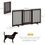 Fristående Hundgrind i Trä, Justerbar och Hopfällbar Säkerhetsbarriär, Skyddar Dörröppningar och Trappor, Mörkbrun, 81-150 cm