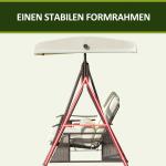 2-Sitsig Hammock med Soltak, Bekväm Trädgårdsgunga i Metall med Bricka, Avkopplande Hängsoffa för Uteplatsen, Beige, 162 x 118 x 173 cm