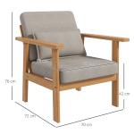 Klädd Stol Accentstol Grå av Tyg och Trä för Vardagsrum och Sovrum Bekväm Stol med Armstöd Moderna Träben 70 x 72 x 76 cm