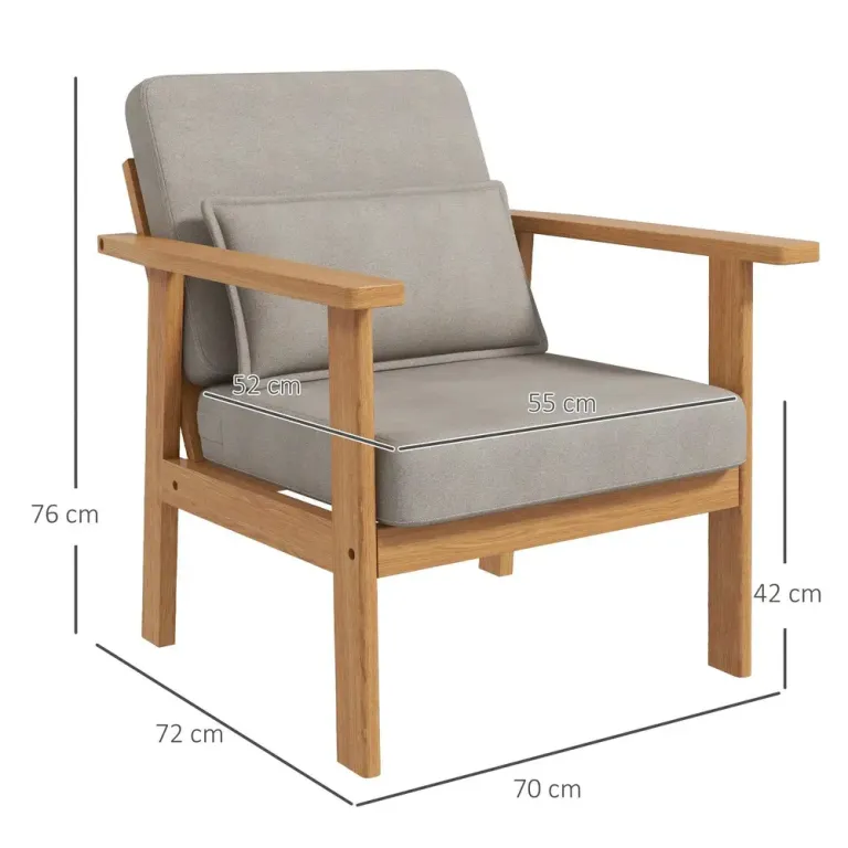 Klädd Stol Accentstol Grå av Tyg och Trä 70 x 72 x 76 Cm