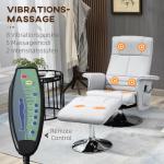 Elektrisk Massagestol med Pall, Bekväm TV-Fåtölj med Liggfunktion och Fjärrkontroll, Ergonomisk Relaxstol, Ljusgrå