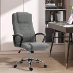 Ergonomisk Kontorsstol med Vippfunktion, Höj- och Sänkbar Skrivbordsstol i Tyg, Bekväm Arbetsstol för Hemmakontor, Grå, 110-119 cm