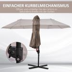 Dubbelt Parasoll Fribärande Paraply med Vev Justerbart Trädgårdsparaply Solskydd Metall Brun 440 X 270 X 250 Cm
