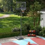 Basketstativ Basketkorg 2-i-1 av Stål och Plast för Vuxna och Pool Höjdjusterbar med Stativ och Hjul 230-305 cm