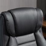 Kontorsstol med Vibrationsmassage, Höj- och Sänkbar Chefsstol, Ergonomisk Snurrstol, 6 Vibrationspunkter, Linnelook, Svart, 66 x 78 x 112–120 cm