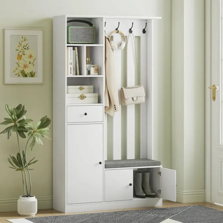 Skobänk Sittbänk med Skoförvaring och Dyna för Entré 180 cm