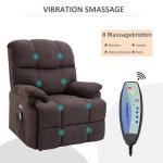 Massagestol med Ståhjälp Mörkbrun av Sammet och Metall för Vardagsrum Elektrisk Avslappningsstol med Värme och USB Port 8 Punkter