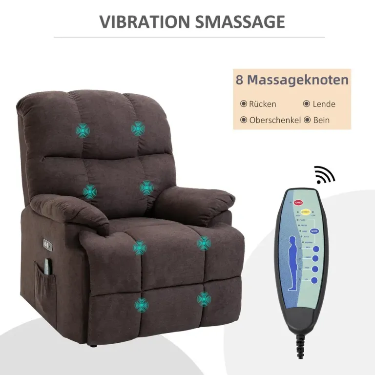 Massagestol med Ståhjälp Mörkbrun av Sammet och Metall