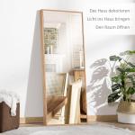 Väggspegel Helspegel Natur av Trä och Glas för Garderob Hall och Sovrum Dekorativ Inredningsdetalj Rektangulär 125 x 45 cm