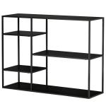 Bokhylla i Metall med 5 Hyllplan, Stilren Förvaringshylla för Kök och Vardagsrum, Robust Konstruktion, Svart, 120 x 35 x 87,5 cm