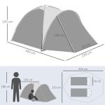 Kupoltält för 2-3 Personer, Lätt Campingtält med Myggnät och Väska, Vattentät Design för Festival, Grå