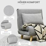 Bäddfåtölj med 6 Justerbara Lägen och Linneoptik för Vardagsrum Ergonomisk och Bekväm Ljusgrå Tyg och Trä Upp till 150 kg