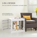 Hundkoja Hundhus Transportlåda Liten Djurbur Inomhusbruk MDF och Metall Vit 81 X 58,5 X 66 Cm