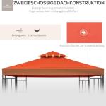 Ersättningstak för Metallpaviljong Roströd Polyester för Trädgårdspaviljong Väderbeständig och Hållbar 3 X 3 M