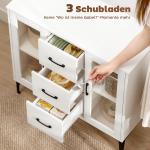 Sideboard Modernt Vit MDF och Glas för Vardagsrum och Kök Skänk med 3 Lådor och Soft Close-dörrar Rymlig Förvaring 120 cm
