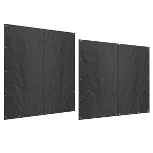 Vedställ Vedhylla Svart av Metall för Utomhusbruk Set om 2 Vattentät med 600D Oxford Överdrag UV-Skydd 176 x 163-175 cm