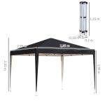 Lusthus Paviljong Pop-Up Partytält Svart av Polyester och Metall för Trädgård och Camping Vattenavvisande Tält med Väska 3 x 3 m