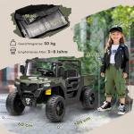 Elbil Barn UTV Grön Plast och Metall för Barn Elektrisk Terrängbil med 2 Motorer och Musikfunktion Rolig och Tuff Design