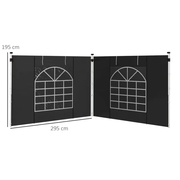 Sidoväggar Sidopaneler Set 2 för Paviljong 3 x 3 m