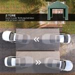 Tältgarage Carport Tält Grön av PE och Stål för Bil och Båt UV-Beständigt Garagetak med Rulldörrar 3 x 6 m