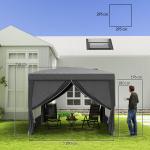 Partytält med 4 Sidoväggar och UV-skydd för Trädgård och Event Hållbar och Stabil Grå Polyester och Stål 3 x 3 m