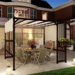 Pergola Pavilion med UV 30+ Solskydd och Justerbart Skjuttak, Mörkbrun, 3x2,5 m
