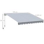 Ledarmsmarkis med Handvev, Solskydd för Balkong, Aluminium, Grå/Vit, 2,95 x 2,45 m
