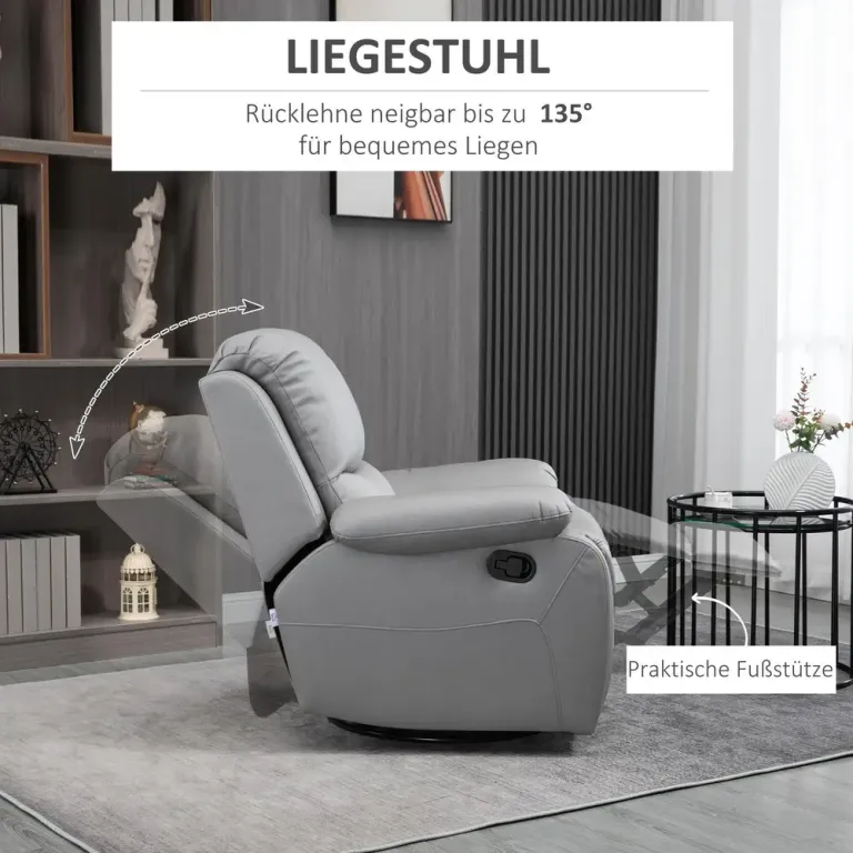 Snurrbar TV-Fåtölj med Fotstöd Relaxstol i 72 x 71 x 60 cm