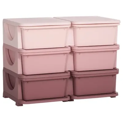 Leksaksförvaring med 3 Lådor, Rosa