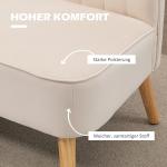 Soffa Loveseat 2-Sits Krämvit av Tyg med Linnelook och Trä för Vardagsrum Dubbelsoffa med Träben Lastkapacitet upp till 150 kg 117 x 56,5 x 77 cm